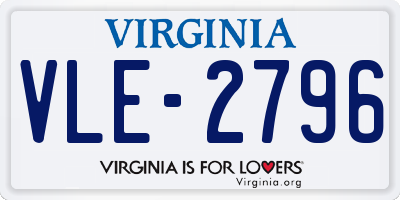 VA license plate VLE2796