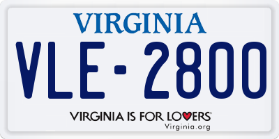 VA license plate VLE2800