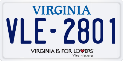 VA license plate VLE2801