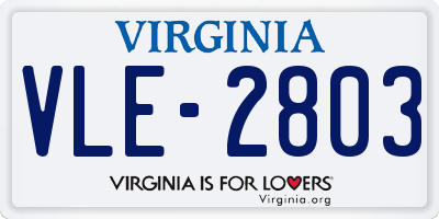 VA license plate VLE2803