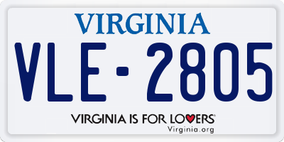 VA license plate VLE2805