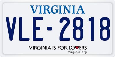 VA license plate VLE2818