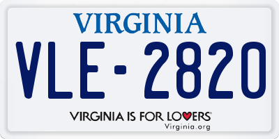 VA license plate VLE2820