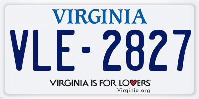 VA license plate VLE2827