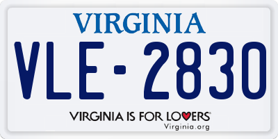 VA license plate VLE2830
