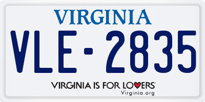 VA license plate VLE2835