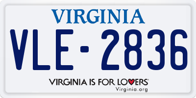 VA license plate VLE2836