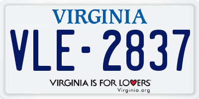 VA license plate VLE2837