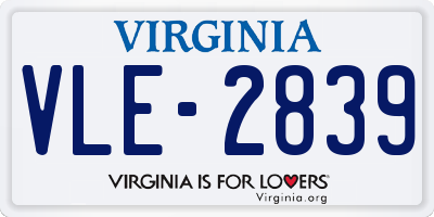 VA license plate VLE2839