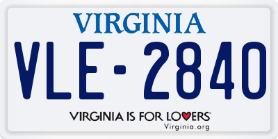 VA license plate VLE2840