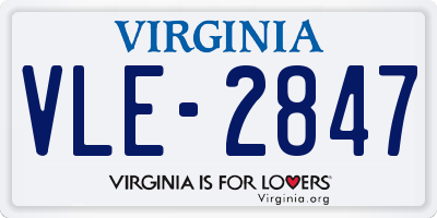 VA license plate VLE2847