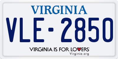 VA license plate VLE2850