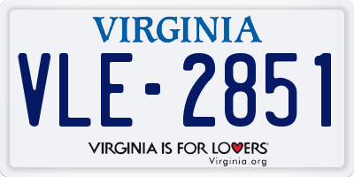 VA license plate VLE2851