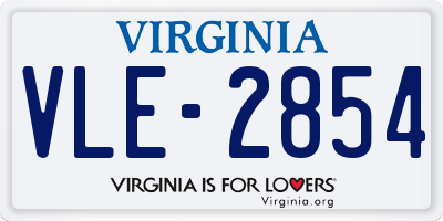 VA license plate VLE2854