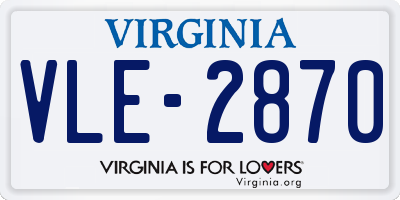 VA license plate VLE2870