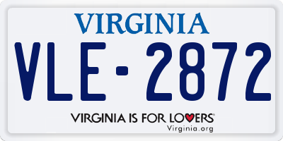 VA license plate VLE2872