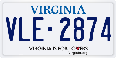 VA license plate VLE2874
