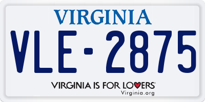 VA license plate VLE2875