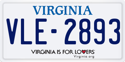 VA license plate VLE2893