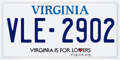 VA license plate VLE2902