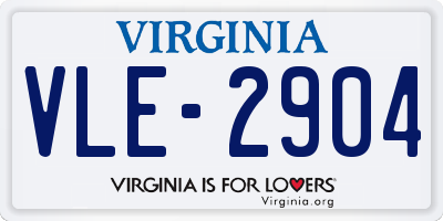 VA license plate VLE2904