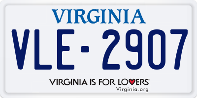 VA license plate VLE2907