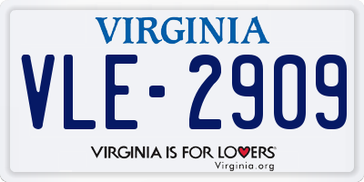 VA license plate VLE2909