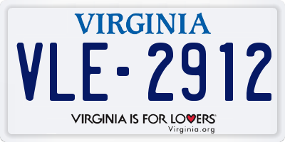 VA license plate VLE2912