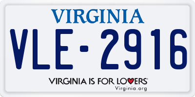 VA license plate VLE2916
