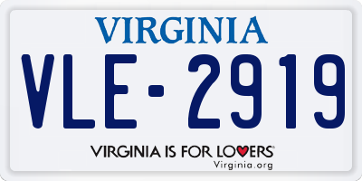 VA license plate VLE2919