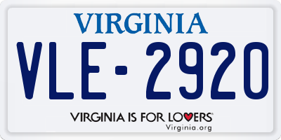 VA license plate VLE2920