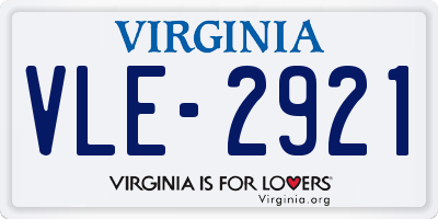 VA license plate VLE2921