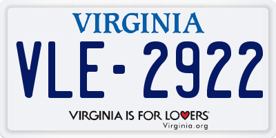 VA license plate VLE2922