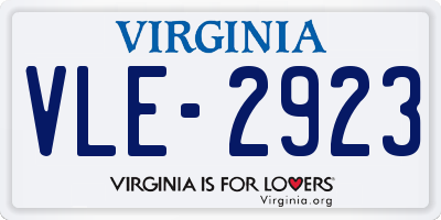 VA license plate VLE2923