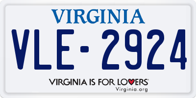 VA license plate VLE2924