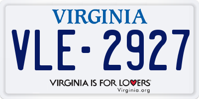 VA license plate VLE2927