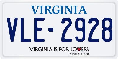 VA license plate VLE2928