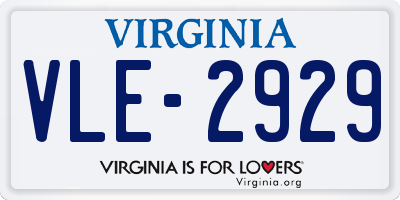 VA license plate VLE2929