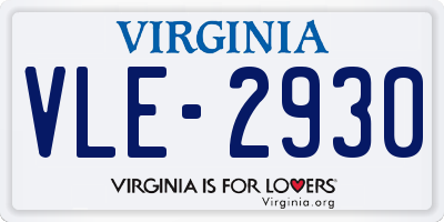 VA license plate VLE2930