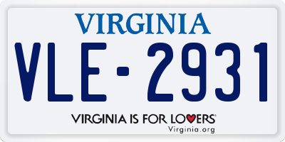 VA license plate VLE2931