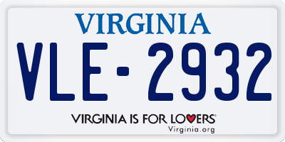 VA license plate VLE2932