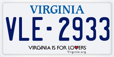 VA license plate VLE2933