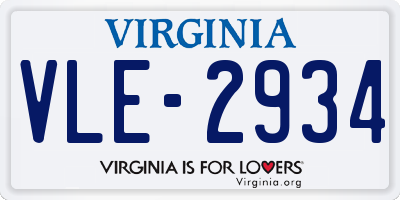 VA license plate VLE2934