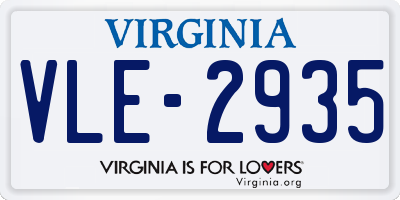 VA license plate VLE2935