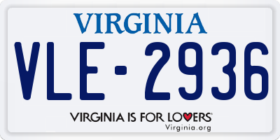 VA license plate VLE2936