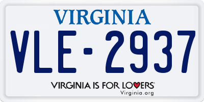 VA license plate VLE2937