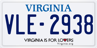 VA license plate VLE2938