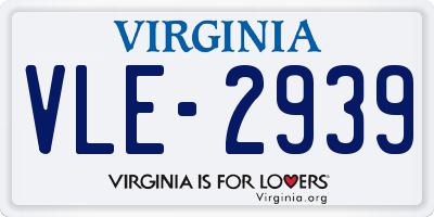 VA license plate VLE2939
