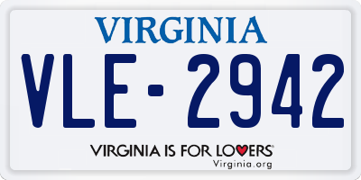 VA license plate VLE2942