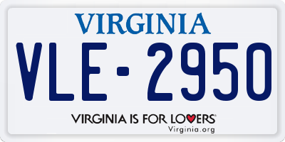 VA license plate VLE2950